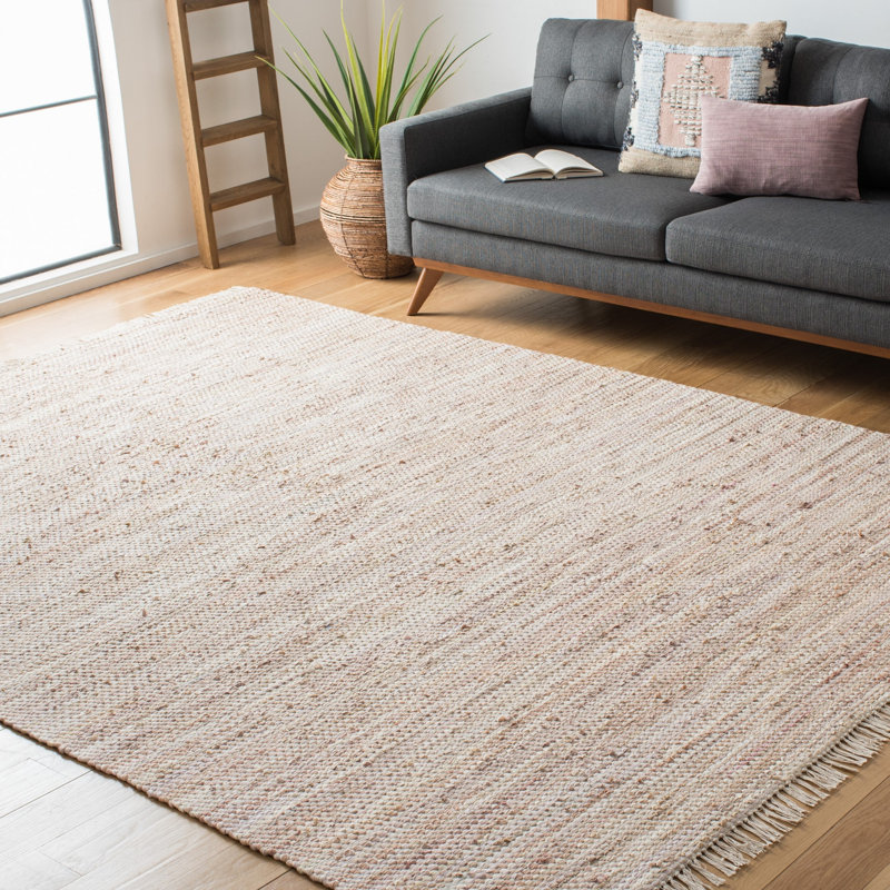 Tapis beige en coton tissé à plat à la main Patricia, Rectangle 4 pi x 6 pi