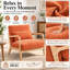 Fauteuil Avellune de style moderne du milieu du siècle en velours côtelé, structure en hévéa massif, coussin lombaire amovible-2124300477