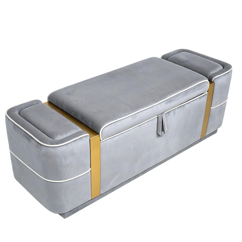 Banc de rangement avec repose-pieds Modern, Gris, Gris