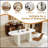 62.9 Inch Oval Dining Table for 6, Marble Top with Wood Base, Modern Farmhouse Design, Waterproof and Scratch-Resistant Surface