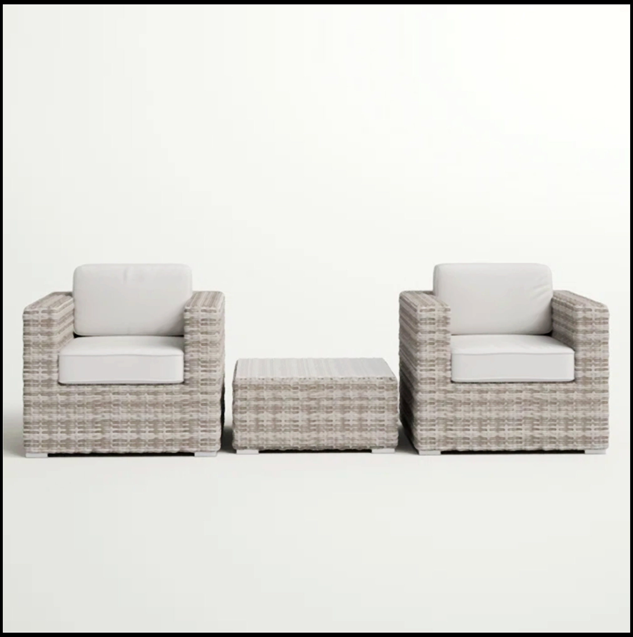 Hokku Designs Fully Assembled Rattan Wicker Seating Set For Two - Main Image