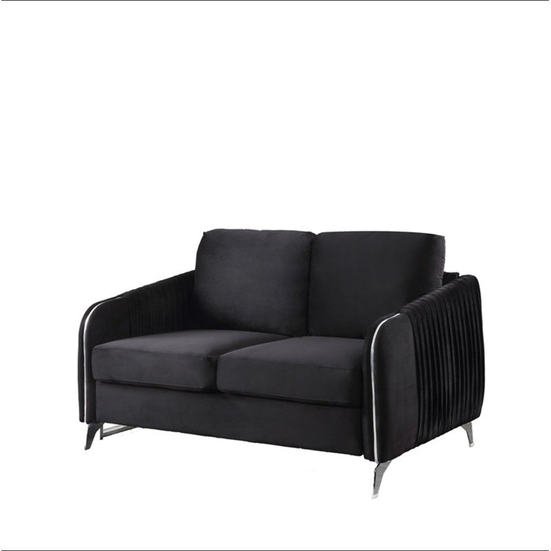 Causeuse moderne chic en velours noir Hadriano