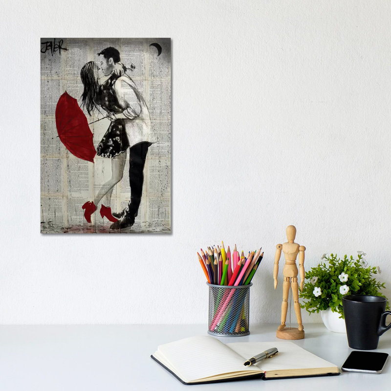 Never Mind The Rain by Loui Jover - Wrapped Canvas Painting, 20.32 cm H x 30.48 cm W
