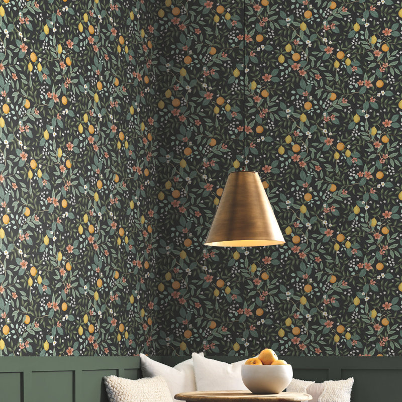 Citrus Grove Peel & Stick Wallpaper, Black