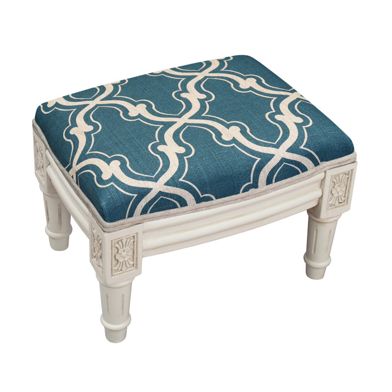 Repose-pieds Lymingt Trellis, Blanc, Bleu marine