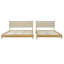 Cadre de lit plateforme en bois d'hévéa de qualité supérieure, cadre de lit grand avec tête de lit inclus, lit Mid-Century moderne de couleur beige-1450740714