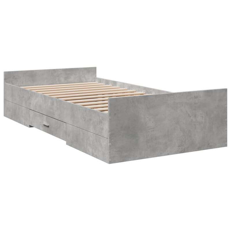 Vidaxl Bed Frame With Drawers Concrete Grey, Small Single (2'6)
