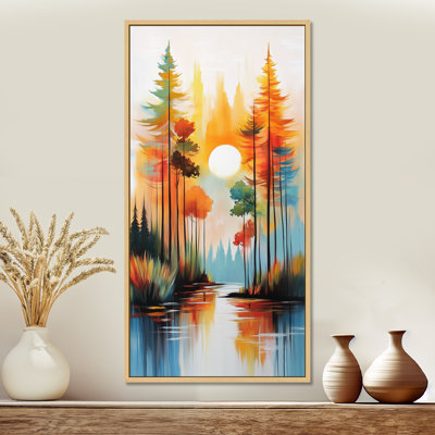 «Orange Blue Summit Sunrise Pines II», impression sur toile Moody, art mural chaleureux