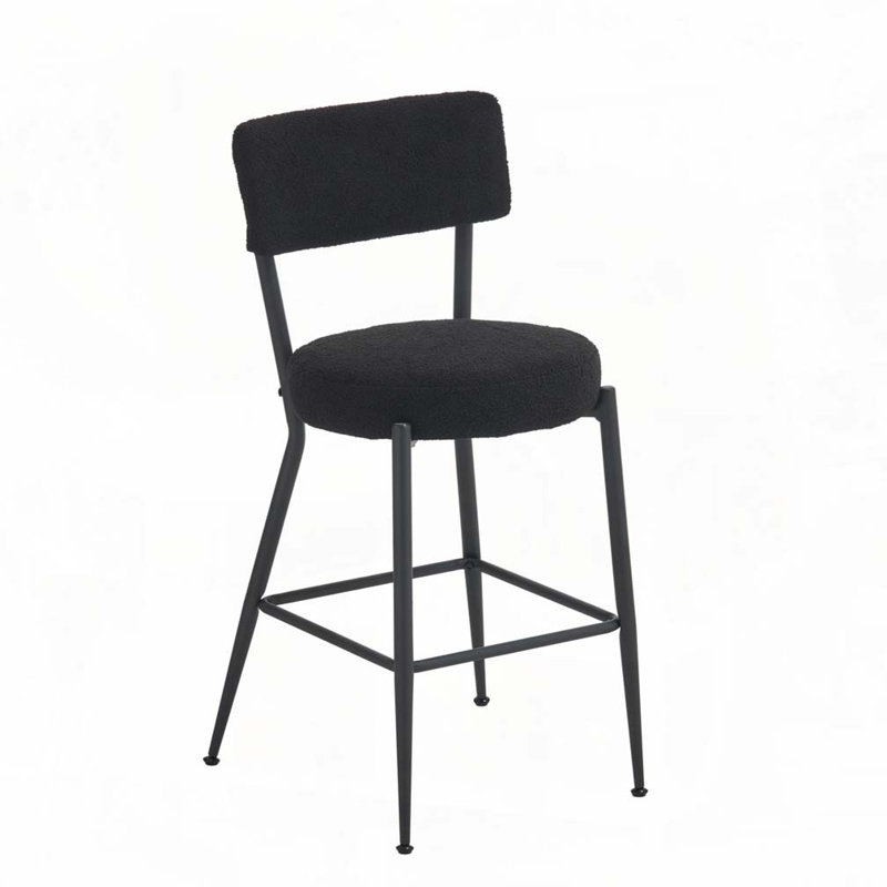 Teddy Fabric Bar Stool, Black, Black