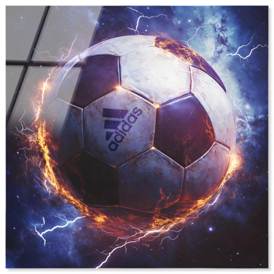Electrify Soccer Ball Acrylic Sneaker Wall Art by Art Remedy, Ready to Hang