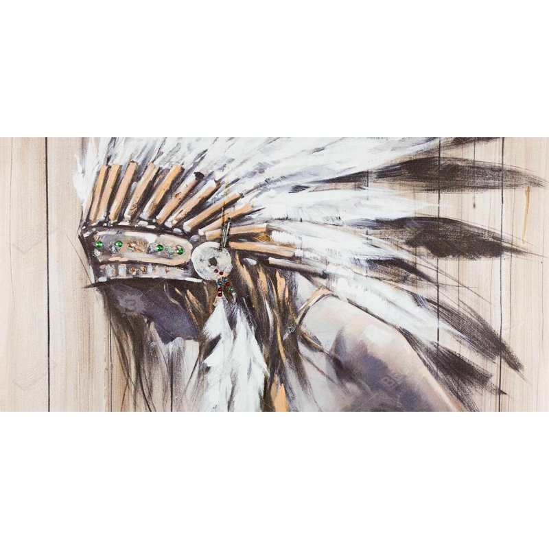 Indian with feathers - 15.75"x31.50" Desk mat