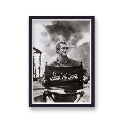 Steve Mcqueen Smiling From Directors Chair Nevada Smith - Single Picture Frame Print