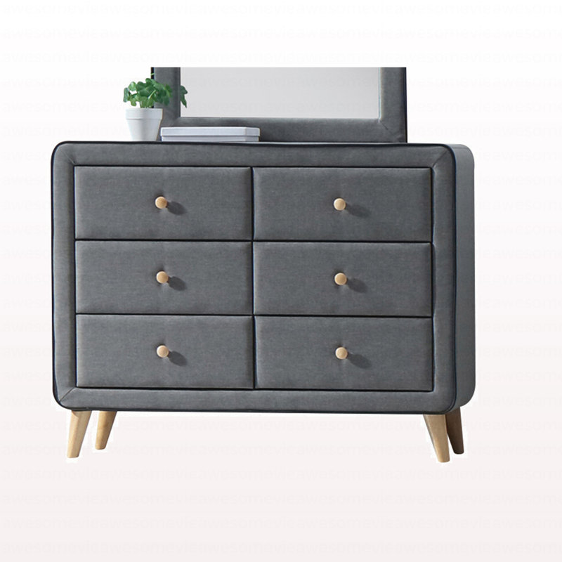 Commode moderne en tissu gris clair
