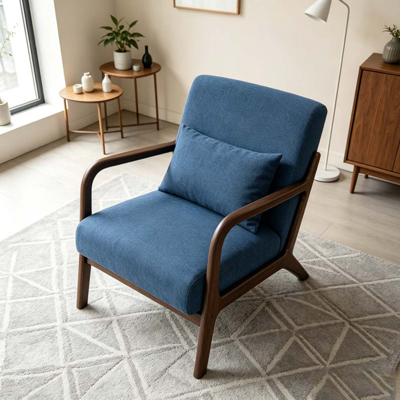 Chaise d'appoint moderne avec structure en bois, Bleu
