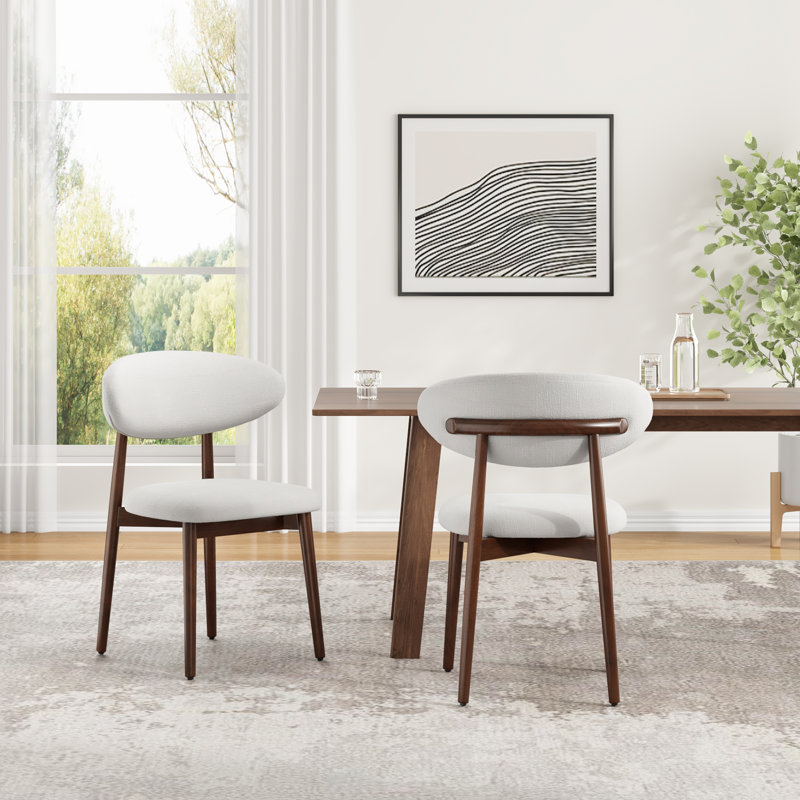 Chaise rembourrée en bois massif, Beige