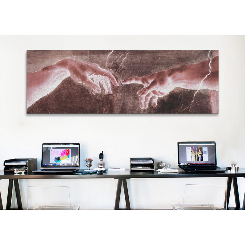 « creation of adam vi panoramique » par michelangelo, reproduction d’art sur toile, H 20 po x l 60 po x P 0,75 po