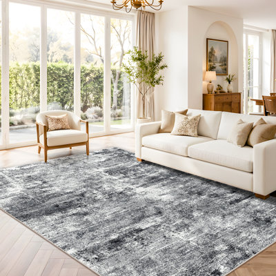 Tapis abstrait lavable - Grand tapis antidérapant pour salon, entrée, chambre, cuisine, aspect vieilli, résistant aux taches, lavable à la machine, brun