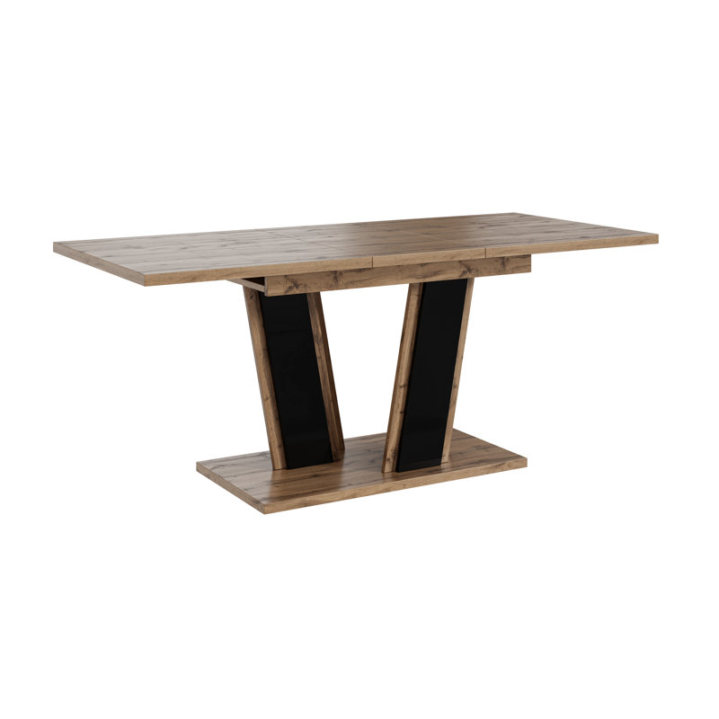 Rectangular 120Cm L x 80Cm W Dining Table, Brown Wood/Black, Brown Wood