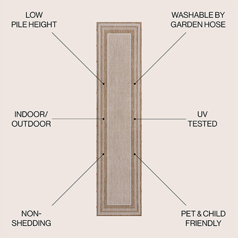 Tapis d'intérieur / extérieur Kaliee Classic, Tapis de couloir 2 pi x 7 pi 10 po