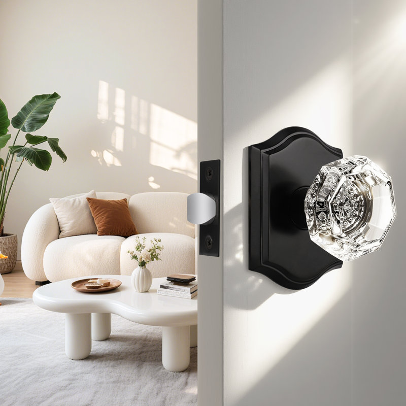 Crystal Door Knobs, Matte Black, Passage (Hall & Closet)