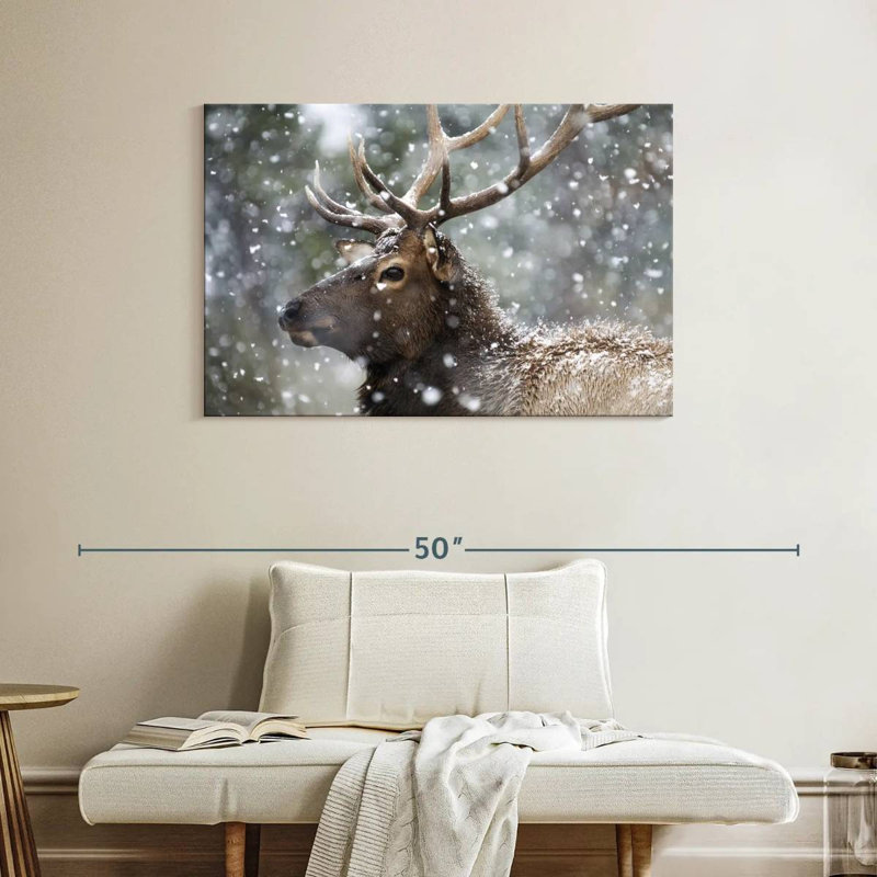 Winter Snow Elk, 26" H x 39" W