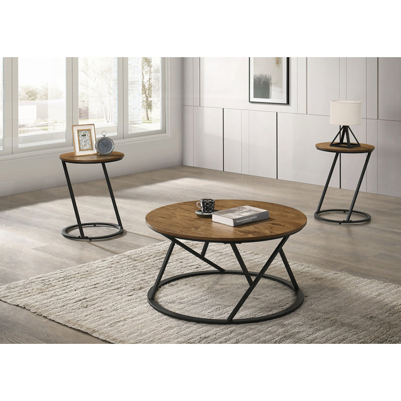 Ensemble de table contemporaine 3 pièces Natural Finish, Naturel