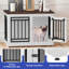 Meuble en bois pour cage de chien avec bols à nourriture double-1965337874