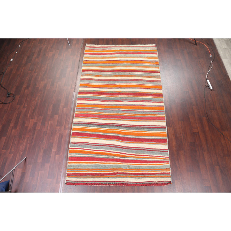 Tapis de l’aire en laine rouge/orange/beige 6 pi 2 po x 11 pi 5" one-of-kind main-noué la Rebekah