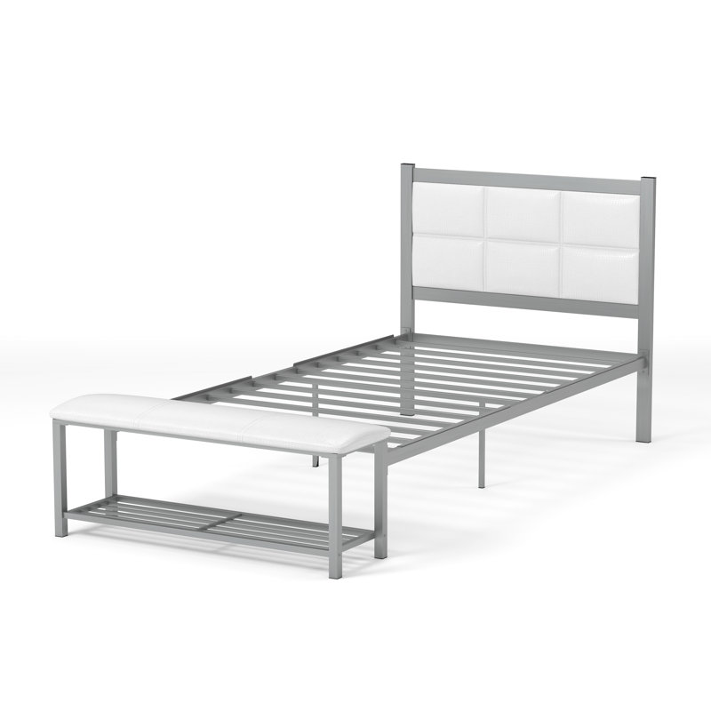 Lit de rangement capitonné Jax, Simple, Blanc