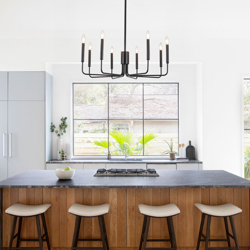 Luminaire pour îlot de cuisine de style lustre rustique classique / traditionnel à 8 lumières à intensité variable Roxsanne