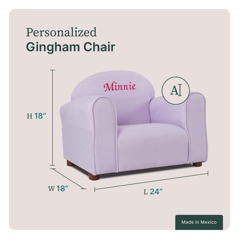 Fauteuil club personnalisé Keet, Gingham, Oui, Lavande, Rose vif