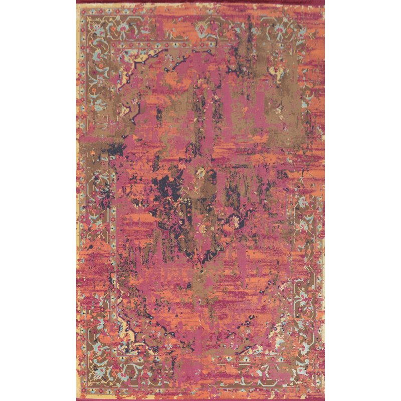 Tapis traditionnel en laine d'aspect vieilli 6 x 9