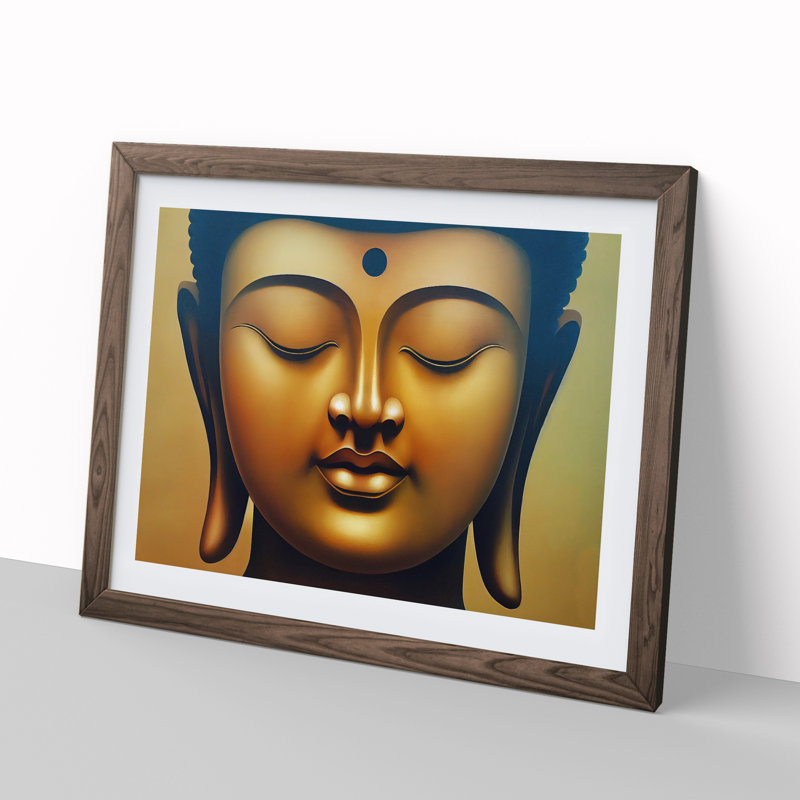 Golden Buddha Vol.1 - Single Picture Frame Print, 46cm H x 64cm W x 2cm D, Walnut Framed