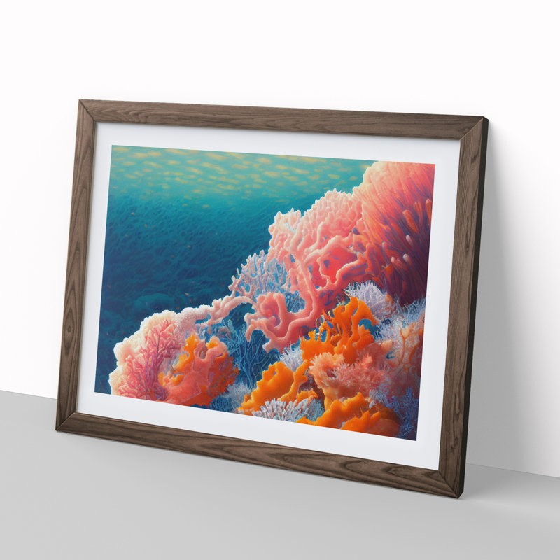 The Coral Reef Vol.2 - Single Picture Frame Print, Walnut, 34cm H x 46cm W