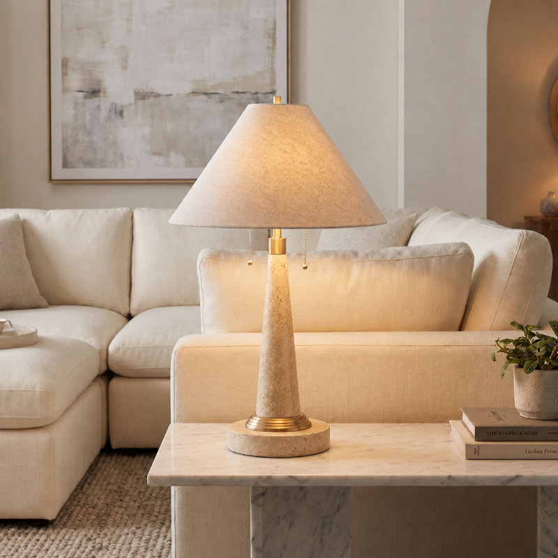 27.75" Resin Table Lamp With Oat Shade