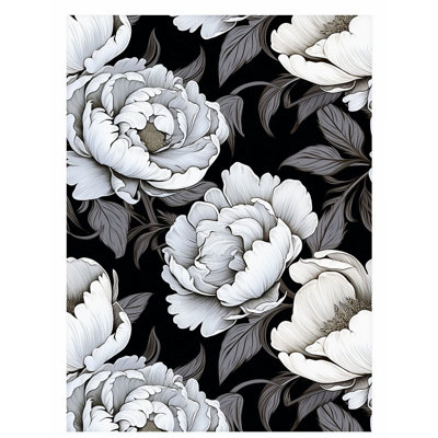 Floral noir et blanc Floral Elegance VI Cottage, reproduction d'art non encadrée