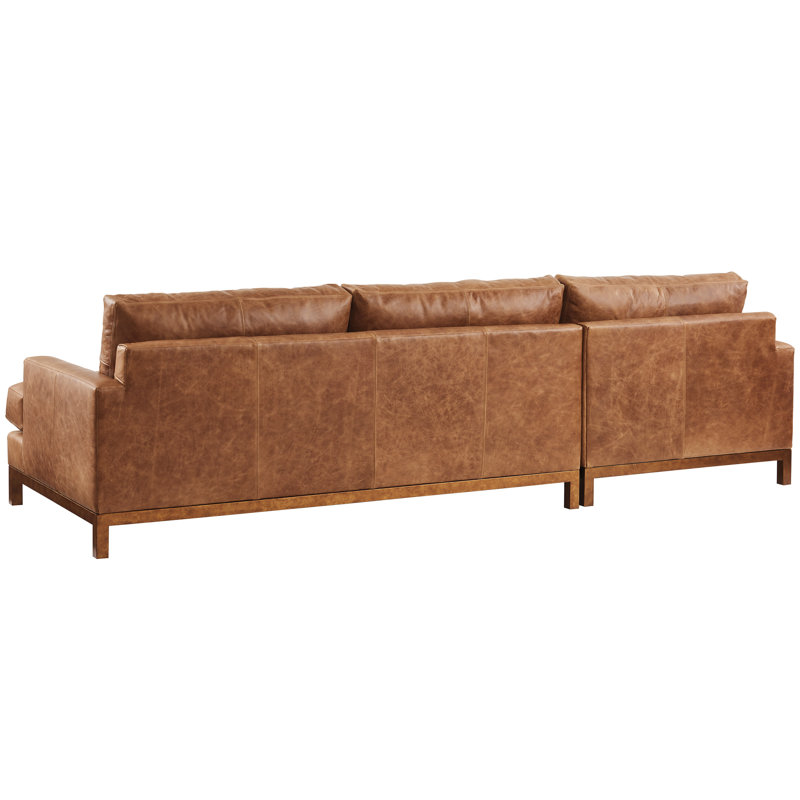 Barclay Butera Upholstery Upholstered L-Shaped Sectional, Left Hand Facing, Light Brown Leather Match, Brown