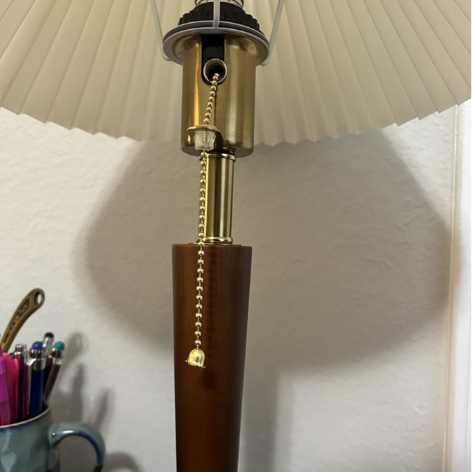 Mid Century Modern Accent Walnut Table Lamp, 3 Color Temperature Dimmable