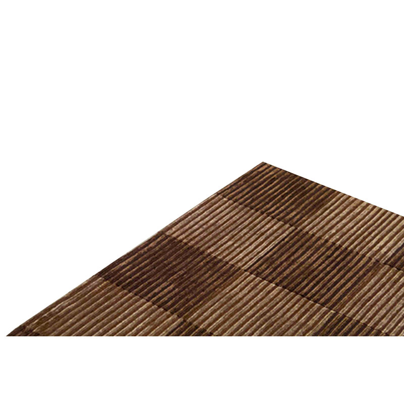 Wool Checkered Area Rug in Dark Brown