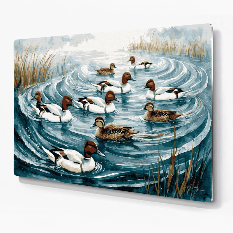 Oiseau commun, art mural bleu Merganser, H 16 po x l 20 po
