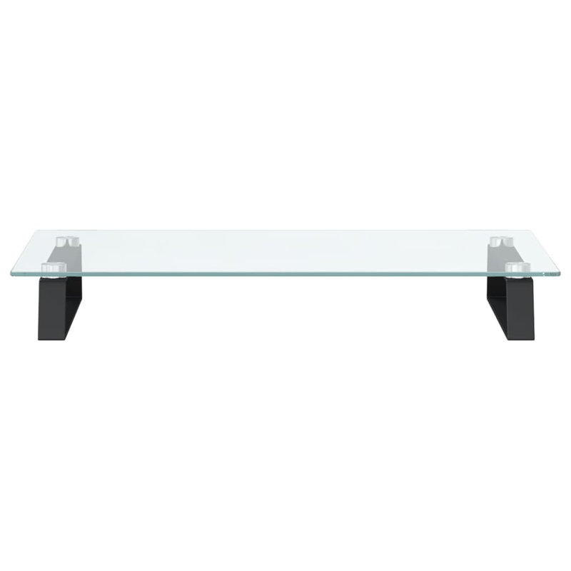 Dashira Glass Monitor Stand, 8cm H x 60cm W x 35cm D, Black