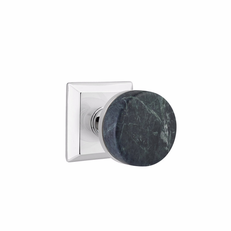 Select Round Knob with Square Rosette, Polished Chrome, Privacy (Bed & Bath)