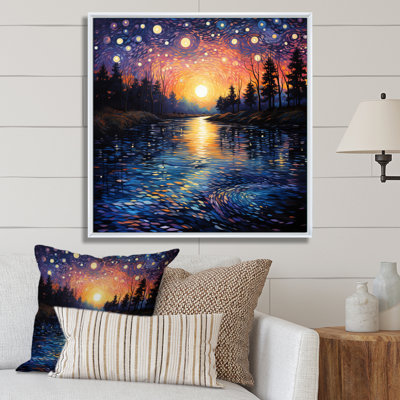 «Vangogh Twilight Reflections Pointillism - Vangogh Wall Art» par Vincent Van Gogh, peinture