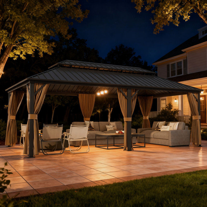 12 Ft. X 22 Ft. Heavy Duty Hardtop Aluminum Gazebo, Extra Large Outdoor Patio Gazebo, Weatherproof Backyard Shade Structure
