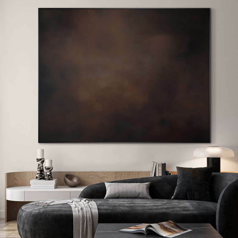 Très grande reproduction d'art sur toile - Nuage abstrait abstrait Moody Atmospherique, espaces contemporains ou industriels, décoration pour le salon ou la chambre à coucher - «Assemblage requis du cadre (cadre non fini)»