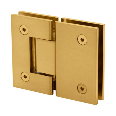 FHC GLEN580SB Glendale Square 180 Degree Glass-To-Glass Hinge, Brass Material, 5 Degree Positive Close setting, Satin Brass Finish