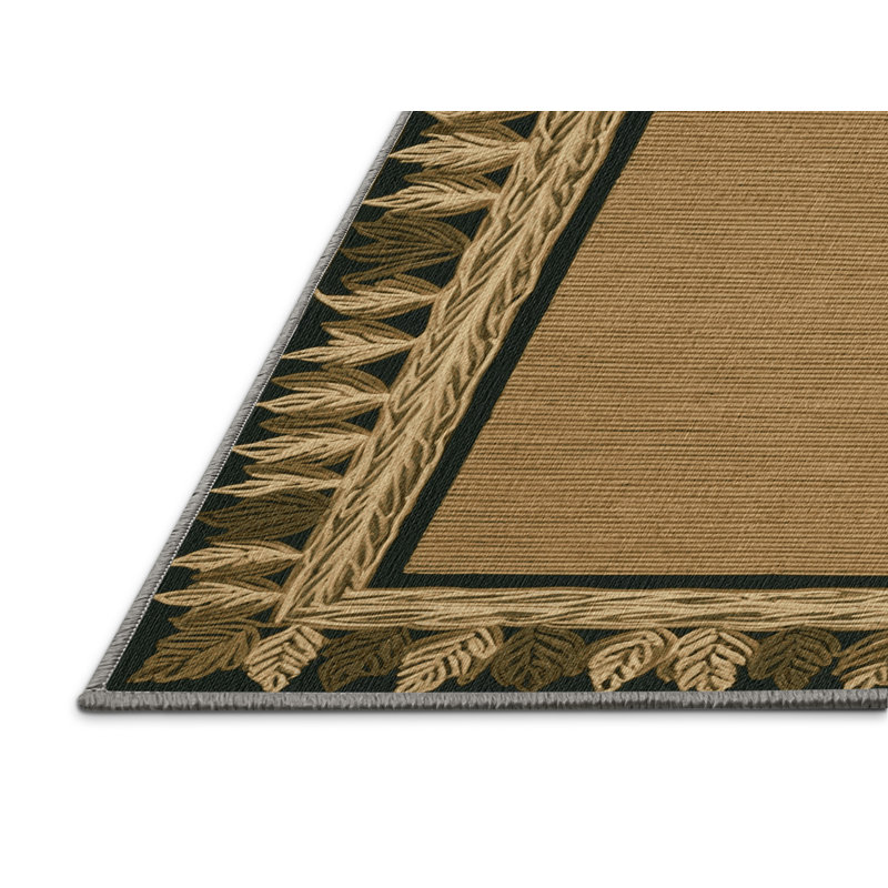 Washable Leaf Pattern Edge Farm Area Rug, Rectangle 7' x 9'