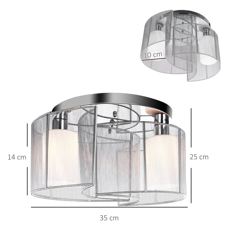 Glass Flush Mount, Silver