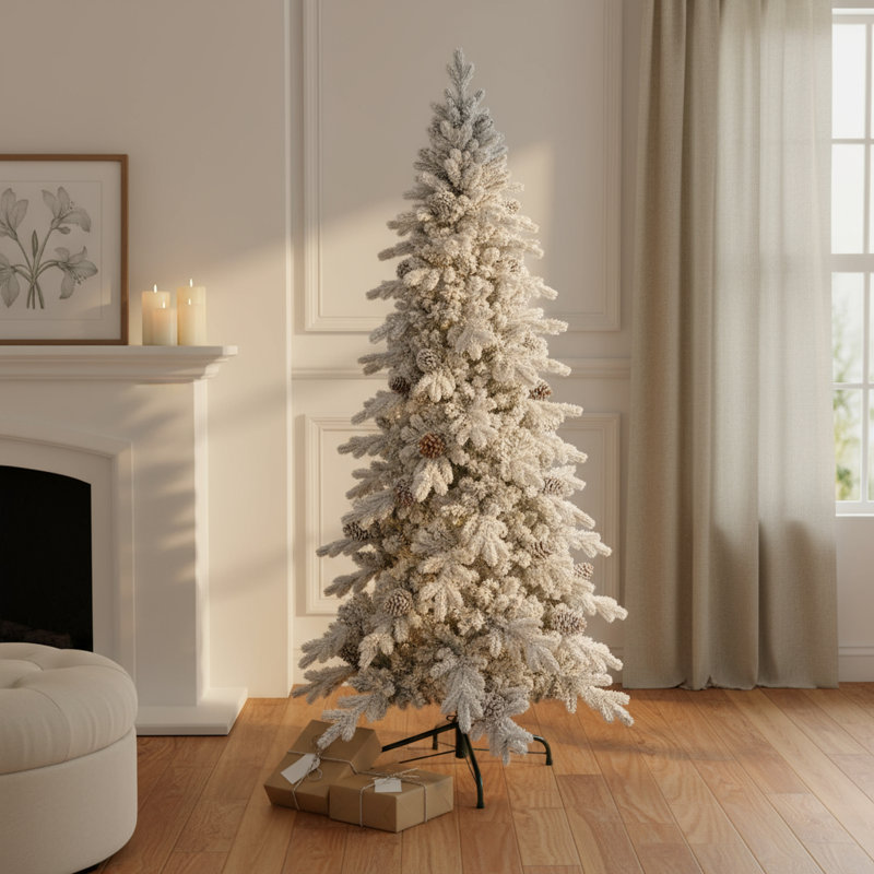 Sapin de Noël effilé blanc 8 pi