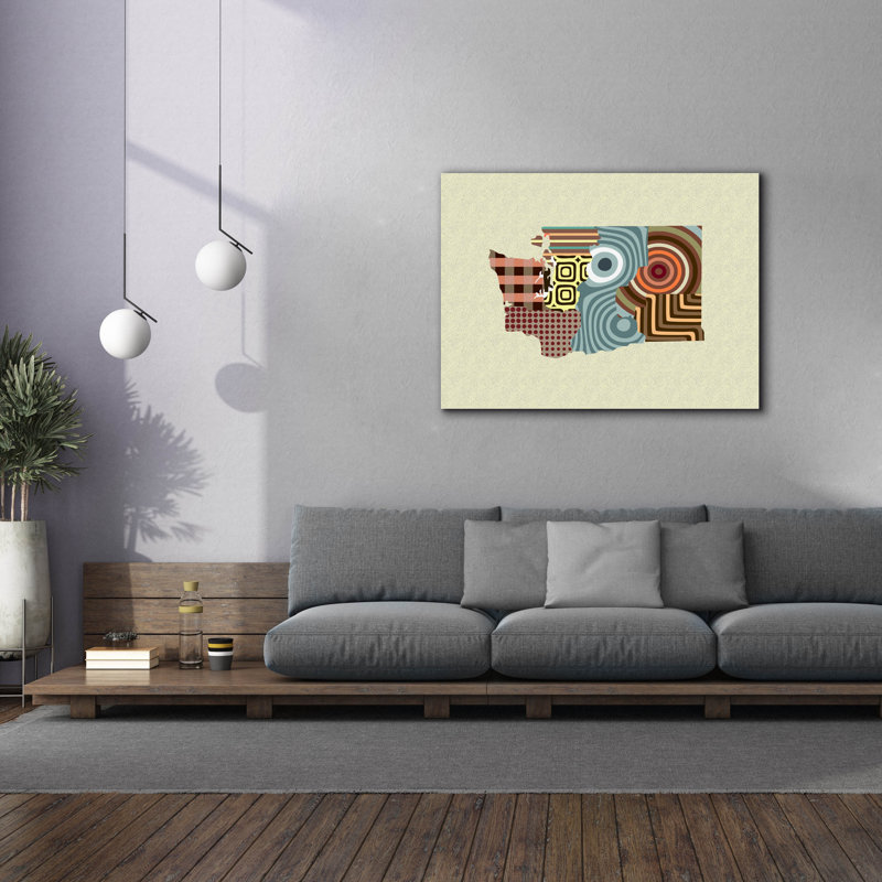 «Washington State Map» par Lanre Adefioyue, H 40 po x l 54 po x P 1,5 po